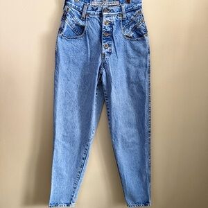 Vintage Zena High Rise Mom Jeans Button Fly Light Wash Tapered 80s 90s